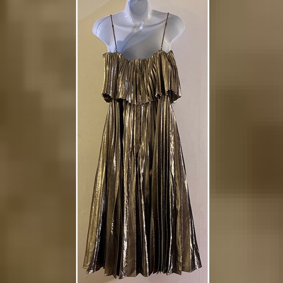 J. Crew Collection Gold Pleated Dress - Picture 4 of 7